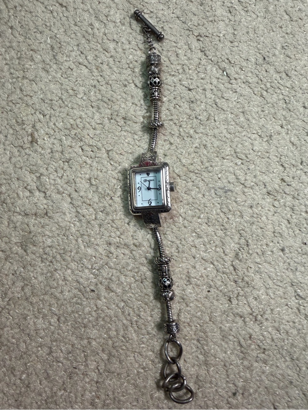 Women’s Brighton Short Hills Silver Square Dial Charm Bracelet Watch
